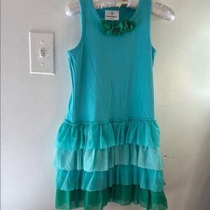 Blue and Green Ruffled Tiered Sundress